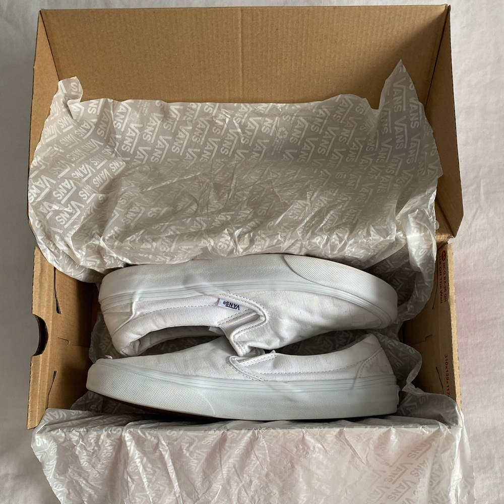 White Checkered Slip On Vans
